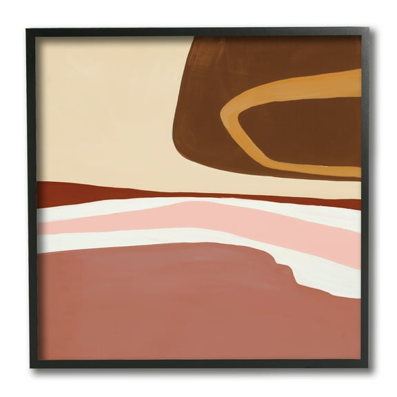 Stupell Industries Terracotta Abstract Landscape Fluid Shape Composition Abstract Painting Black Framed Art Print Wall Art, 12 x 12
