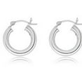thumbnail image 6 of AVORA 925 Sterling Silver Classic Polished 3mm Tube Hoop Earrings - 16MM, 6 of 6