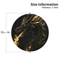 thumbnail image 2 of Zufioo Black And Gold Fire Dragon Print Leather Coaster Set, Decorative PVC Coasters 4-pack - Scald and Stain-resistant, Suitable for Home, Cafes, Restaurants-Round Shape, 2 of 6