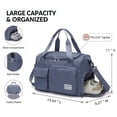 thumbnail image 2 of WANDF Gym Bag for Women Men with 2 Front Pockets,30L Travel Duffle Bag with Shoe and Wet Compartment, Adjustable Strap Water-Resistant Weekender Carry On Bags,Sports Fitness Bag(Blue), 2 of 8
