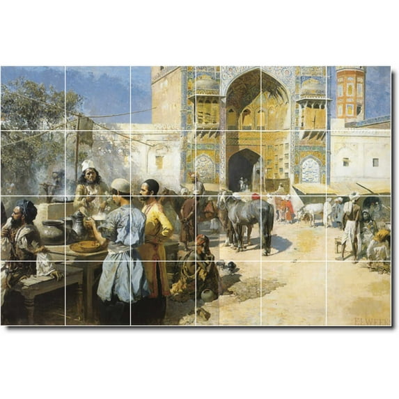 Ceramic Tile Mural-Edwin Weeks Historical Painting 15. 72" w x 48" h using (24) 12 x 12 ceramic tiles