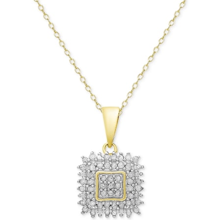 Victoria Townsend Diamond Square Pendant Necklace (Silver)