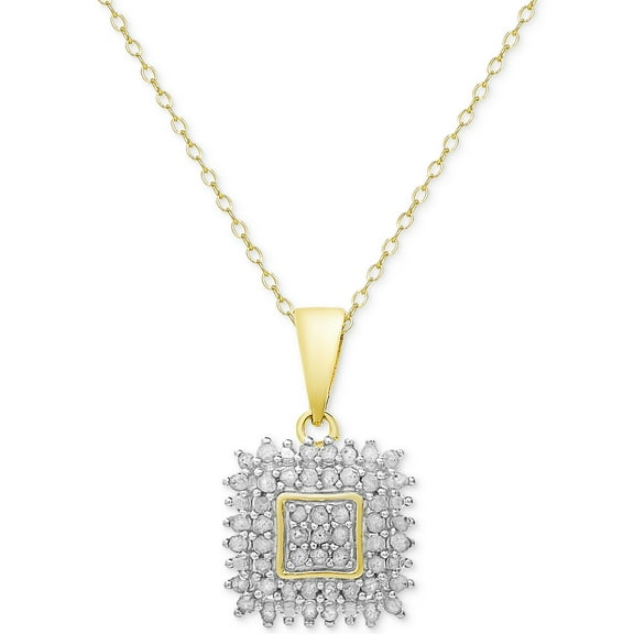 Victoria Townsend Diamond Square Pendant Necklace (Silver)