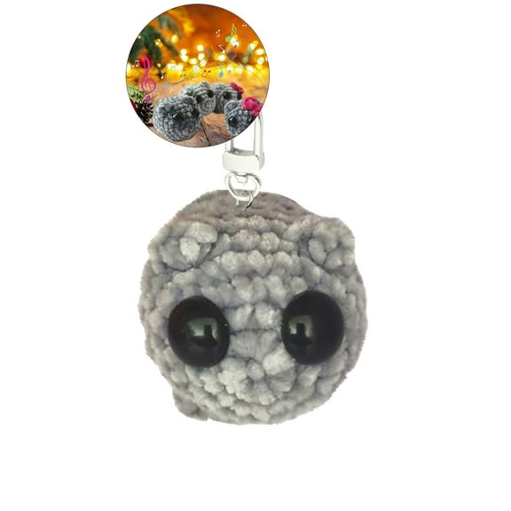 WNFJR Sad Hamster Plush with Sound and Keychain, Cute Handmade Knitted Sad Hamster Crochet Plush with Built-in Violin Sound Keychain Toys for Friends and Partner