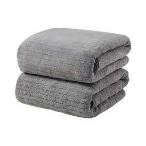 Towels Set in Clearance Coral Velvet Towel for Adult Daily Use At Home Absorbent Dry Hair Towel That Does Not Hair Beach Towel Strip Patterned Bath Towel - Gray