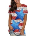 thumbnail image 2 of Patlollav Women Clothes,Womens Independence Day Summer Round-Neck T-Shirt Print Short Sleeve Tops, 2 of 5