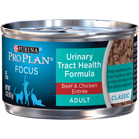 Purina Pro Plan Urinary Tract Health Wet Cat Food, FOCUS Urinary Tract Health Classic Beef & Chicken Entree - (24) 3 oz. Pull-Top