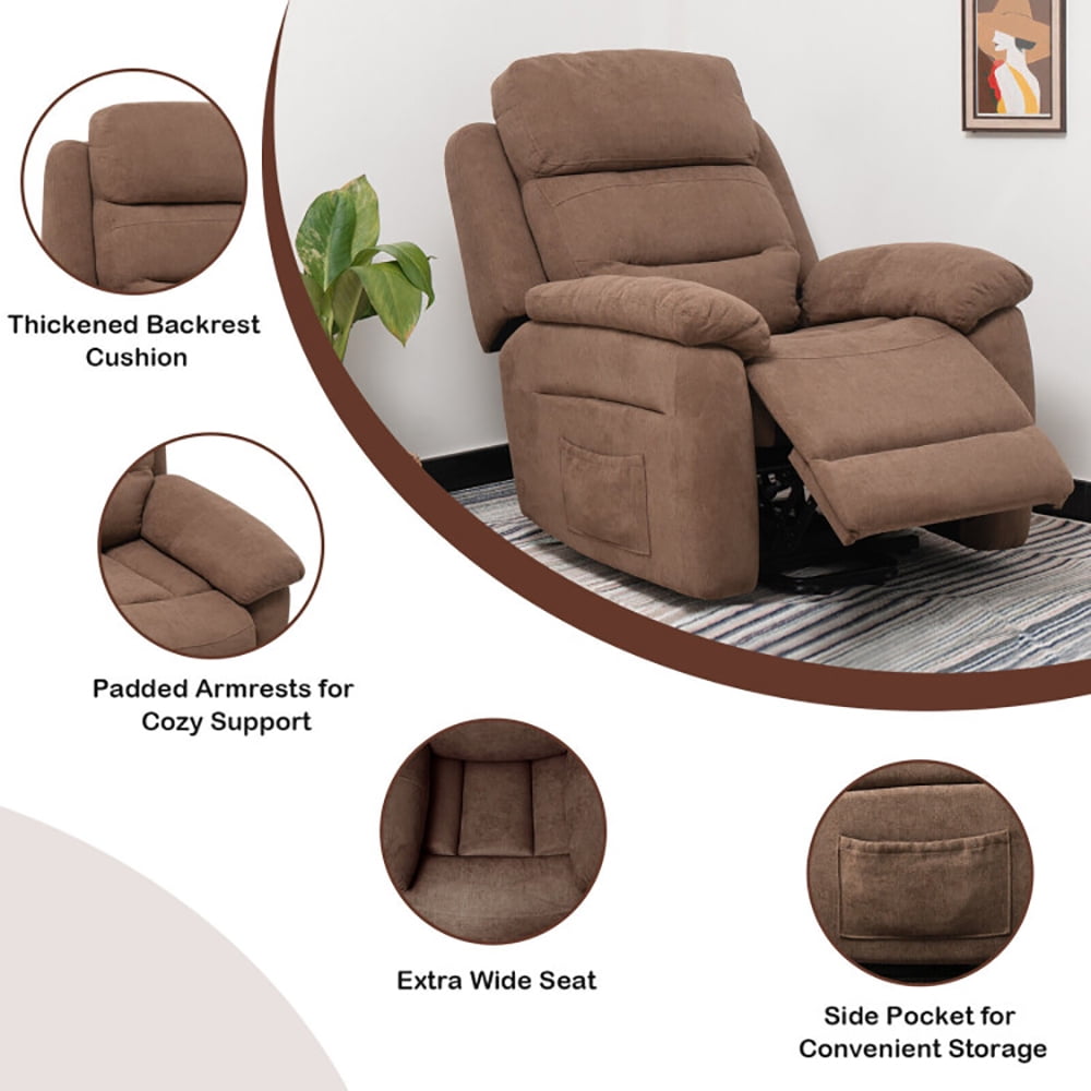 Finihen Electric Power Lift Relax Sofa Recliner Chair, Power Lift Recliner Sofa with Side Pocket and Remote Control, for Elderly, for Living Room, Bedroom, Brown