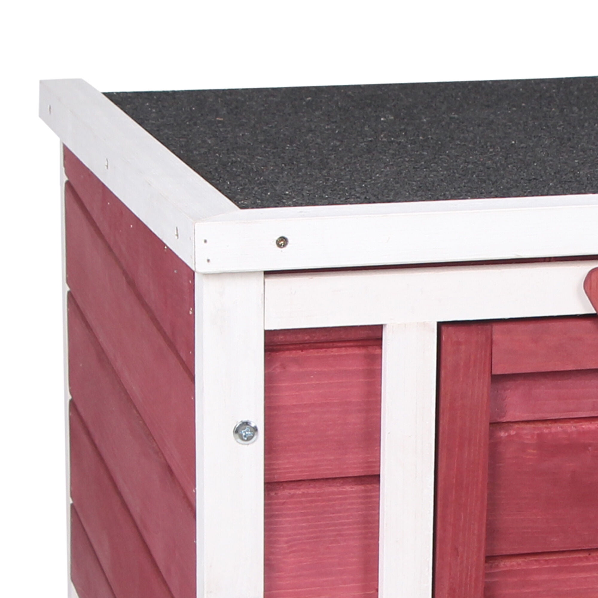 Dog Crate, PawHut Small Wooden Rabbit Hutch Bunny Cage Guinea Pig Cage Duck House Dog House with Openable & Waterproof Roof, Red, Red Pet Playpen,Wood Chicken Coop, Pet Supplies Pens & Hutches