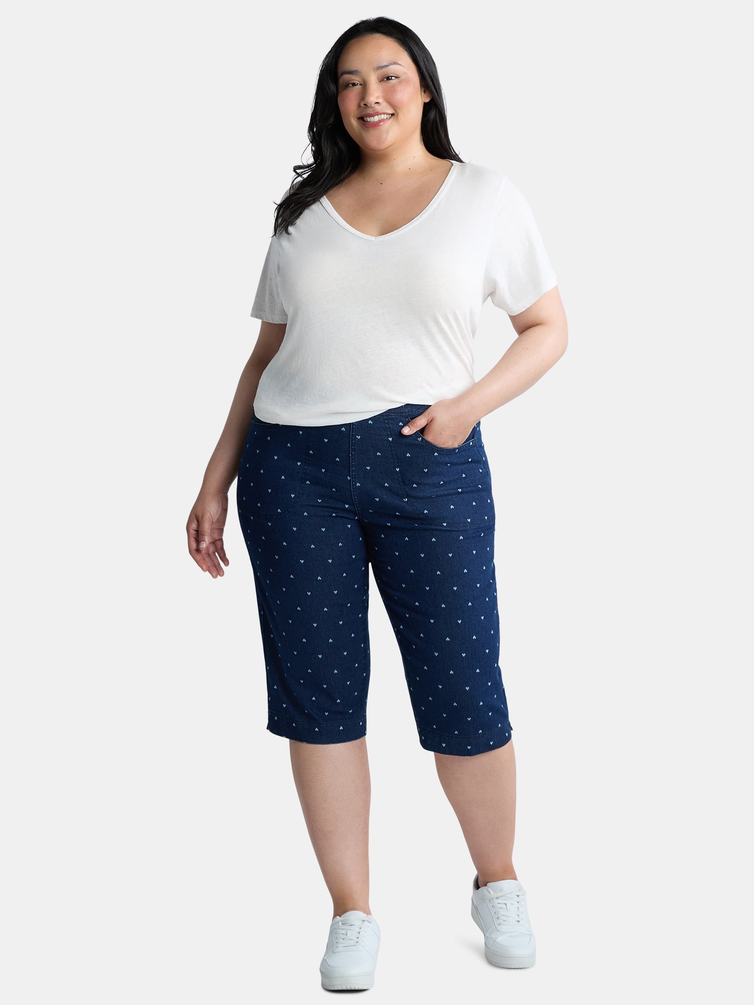 Just My Size Women's Plus Size Pull On 2 Pocket Stretch Capri, Sizes 0X-4X