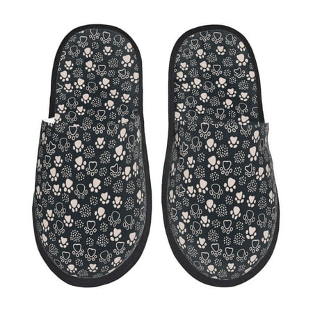 

Yiaed Dog Paw Print Unisex House Slippers Slip on Warm Shoes Indoor Outdoor with Anti-slip sole-Medium