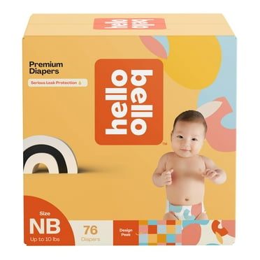Hello Bello Premium Newborn Diapers, Honeysuckle Designs, 76ct Club Box - Hypoallergenic and Extra Absorbent C25