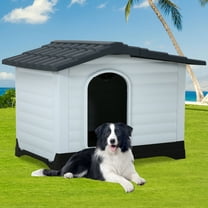 CL.HPAHKL Plastic Dog House Outdoor Indoor, Durable Doghouse for Small Medium Dogs, Waterproof Puppy Shelter Insulated Dog Houses with Elevated Floor and Air Vents(Black, 36inch)