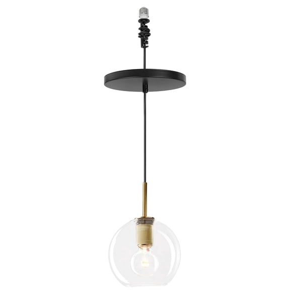 KAYYELAMP E26 Base Hanging Instant Droplight Clear Glass Gold Metal Shade Adjustable Height 4"-6" Recessed Light Conversion Kit to Screw-in Pendants, Customizable - 1 Pack