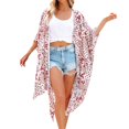 thumbnail image 1 of Ladies Summer Vacation Beach Sunscreen Loose Chiffon Print Cardigan Blouse Jacket, 1 of 6