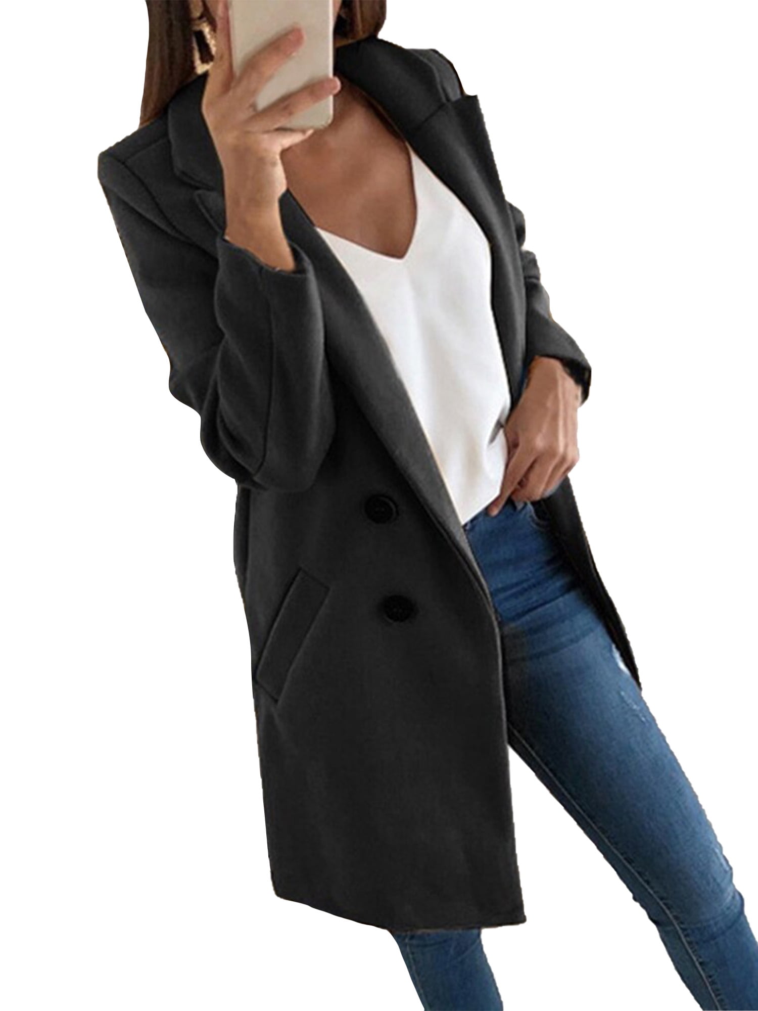 Oasisocean Womens Fashion Long Sleeve Open Front Hooded Cardigan Oversized Fleece Coats Jacket with Pockets Warm Winter