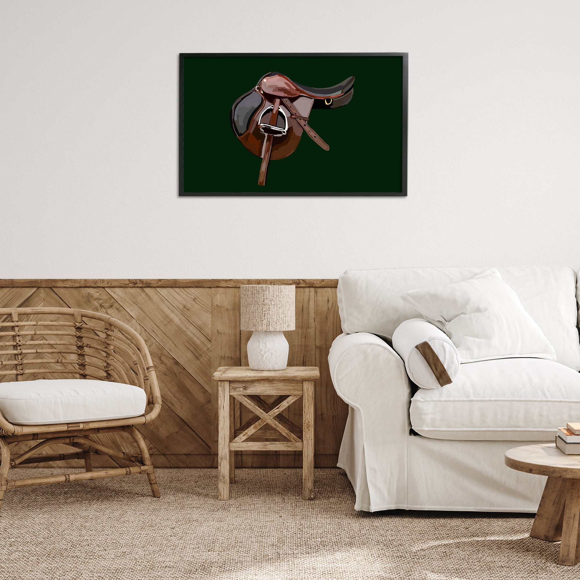 Stupell Industries Western Horse Saddle Abstract Painting Black Framed Art Print Wall Art, 30 x 20