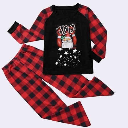 

women Christmas pajamas for family matching outfits son daughter sets soft Black Christmas Santa Claus Print Children Kid Print Top And Pants Family Suit Pajamas