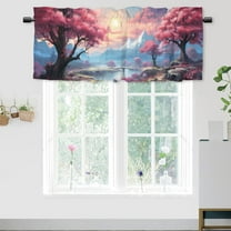 Japanese Kitchen Window Curtain Valance Asian Art Cherry Blossom Waterfall Mountain Window Treatment for Living Room Bedroom Bathroom 54 by 18 in, 1 Panel