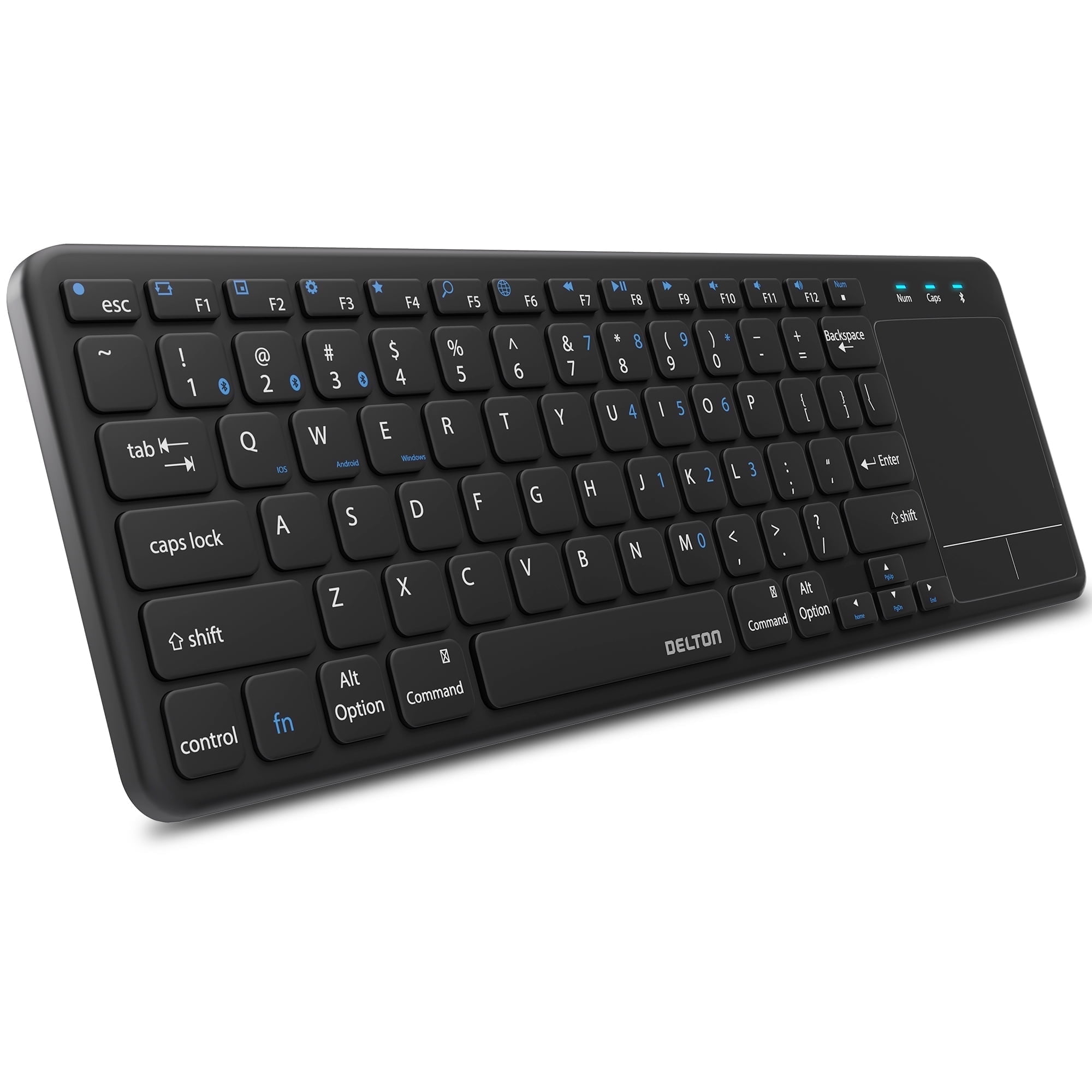 Delton N60 Computer Wireless Keyboard with Touchpad Small Portable Computer Keyboard Mini Bluetooth Keyboard With Built-in Touchpad For Laptop/pc/tablets/ and Phones - Black