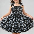 thumbnail image 2 of NAISIBABY Girls Floral Dresses, Cute Spring Summer Flare Flowy Bow Strap Casual Smock Sundress Blue Size 6, 2 of 8