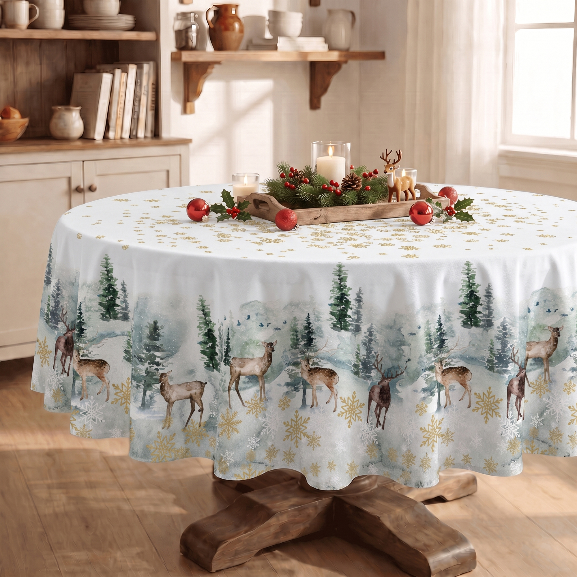 Sm:)e Christmas Table Cloth 60 Inch Round photo 4