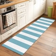 thumbnail image 3 of Aqua Striped Large Area Rugs for Bedroom Living Room, Soft Non Slip Carpet Bedside Rug, Modern Farmhouse Blue White Stripes Rectangular Floor Cover Kitchen Accent Rug 2'x6' for Dining Room/Office, 3 of 9