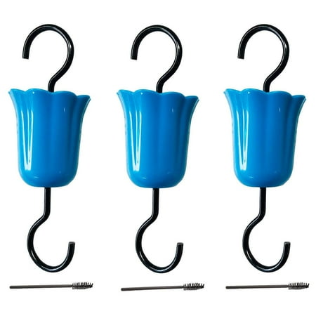 

Hot Pick! Kaireo Bird Feeders Bird Feeder Hook 3Pack Moat Hooks for Hummingbird Oriole Nectars Feeders Colorful Plastic Metal Hook Hummingbird Feeder Garden Anti Hook 3X Hooks + 3X Brushes Blue