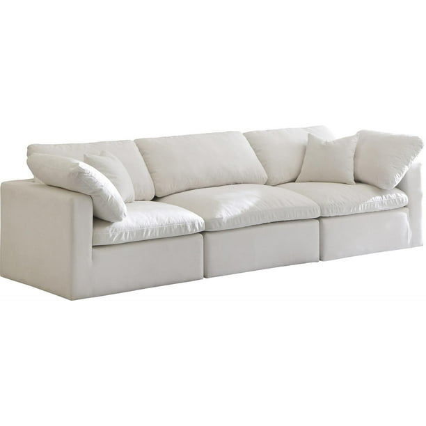 Plush Cream Velvet Sofa 105 Cloud Modular Overstuffed Down Filled Soflex Modern Com Plush Cream Velvet Sofa 105 Cloud, Cream Velvet Sofa Bed