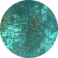 thumbnail image 1 of Ahgly Company Indoor Round Oriental Turquoise Blue Industrial Area Rugs, 4' Round, 1 of 4