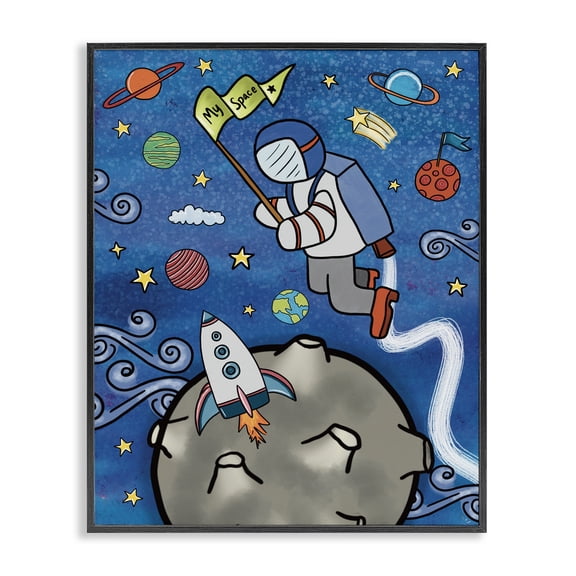 Astronaut Space Adventure Black Framed Giclee Art, design by Jennifer Stith