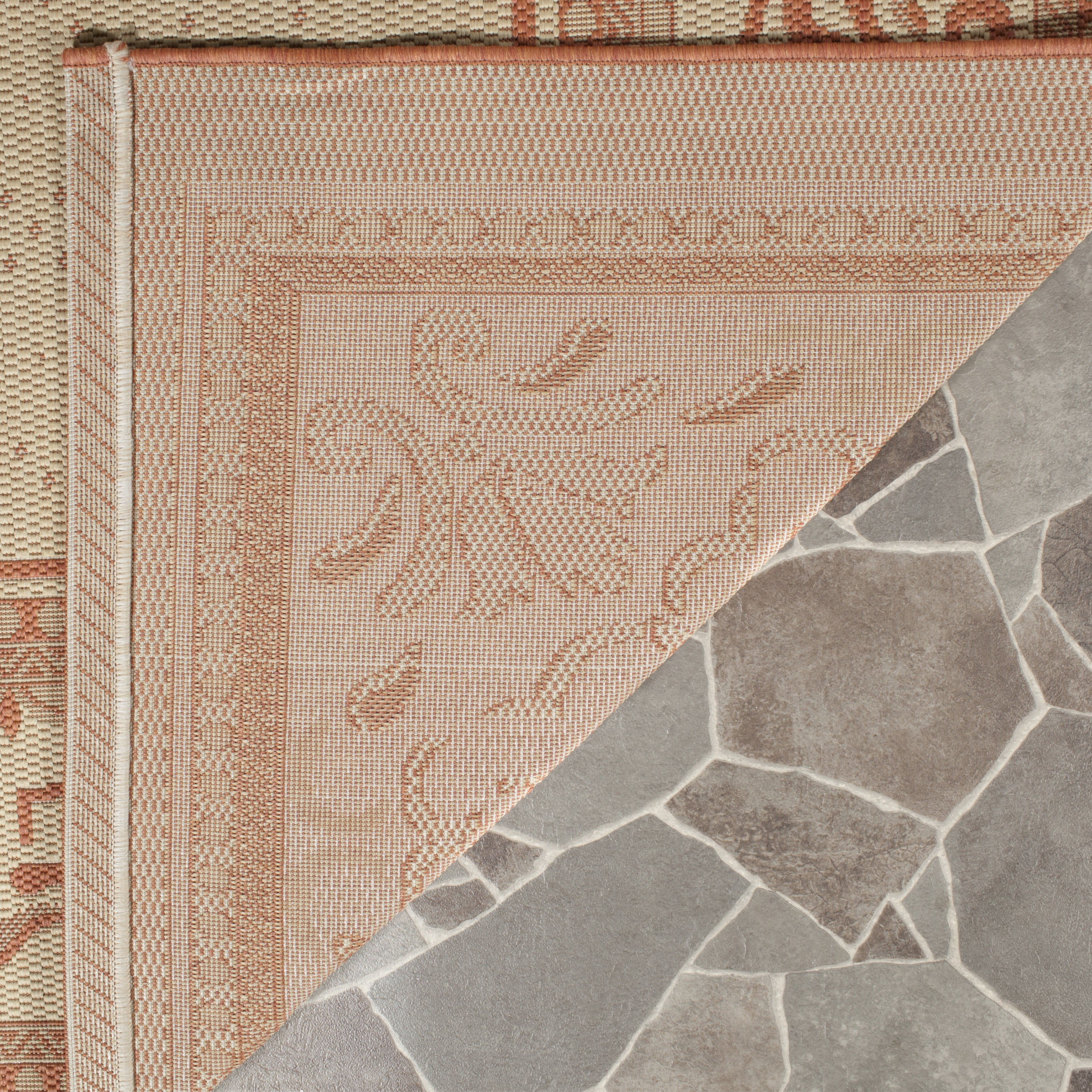 Safavieh Courtyard Eva Oriental Indoor/Outdoor Area Rug, Natural/Terracotta, 7'10" x 7'10" Square