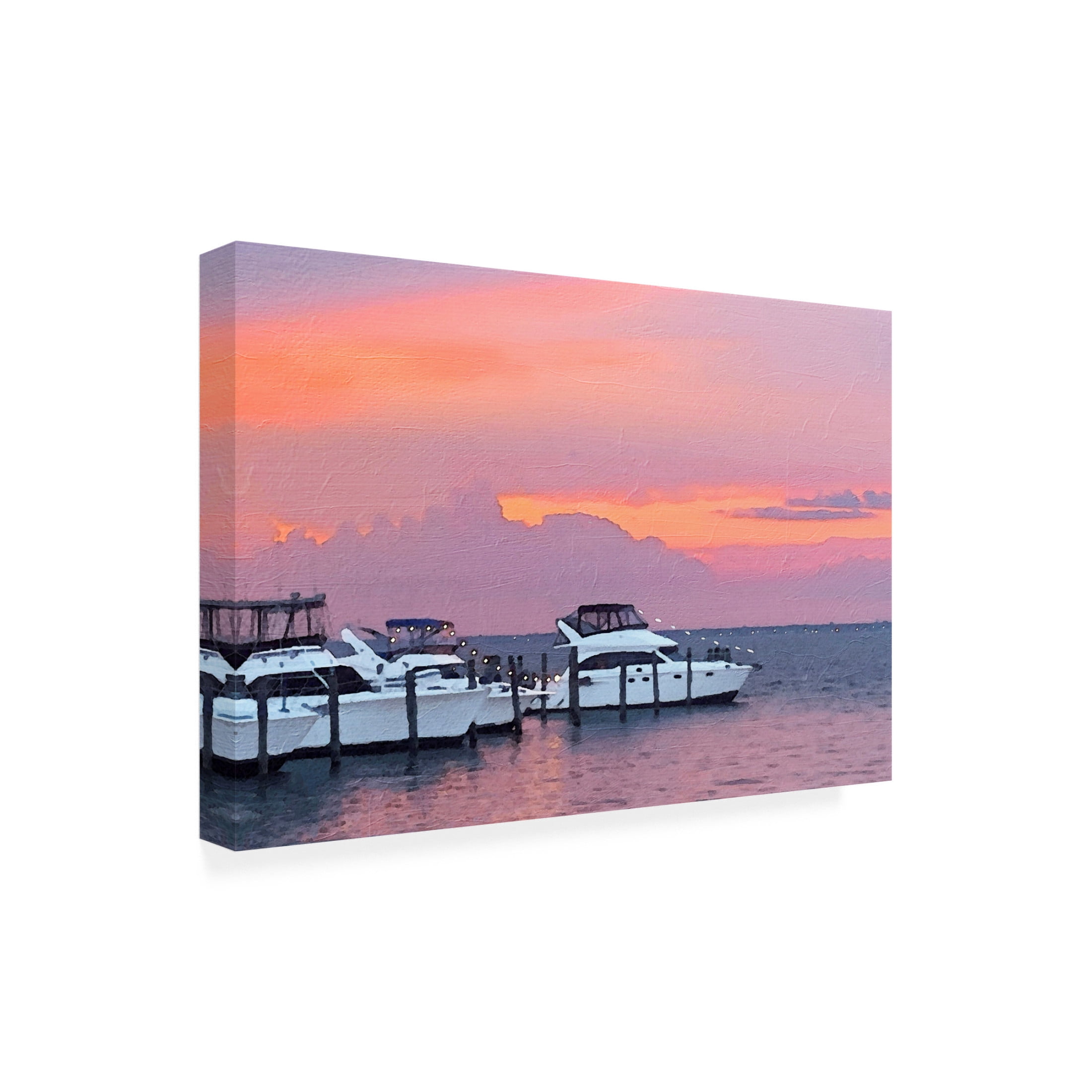 Canvas Wall Art - Jeff Pica 'Pines Harbor Pink' Wall Art for Living Room, Bedroom, or Office Décor by Trademark Fine Art - 47 x 30 Inches