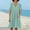 Mint Green, variant on Solid Color Women Summer Dresses A-Line Midi V-Neck Casual Dress Weekend Cotton Linen Short Sleeve Smocked Sundress XXL