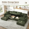 thumbnail image 3 of Marrber Modular Sectional Sofa U-Shaped with Two Pull-Out Chaise Bed and Storage Seats for Living Room, Apartment, Plush Corduroy Green, 3 of 9