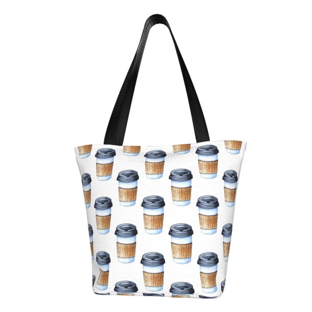 Balery Coffee To Go Pattern Bolsa de Hombro con Diseño, Bolsa Grande y Duradera, Bolsa Versátil para Compras