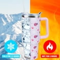 thumbnail image 2 of 40 oz Cute Daisy Ladybug Tumbler with Handle and Straw, Stainless Steel Insulated Cup with Lid and Straw, Travel Mug Water Bottle, Gifts for Women, 2 of 5