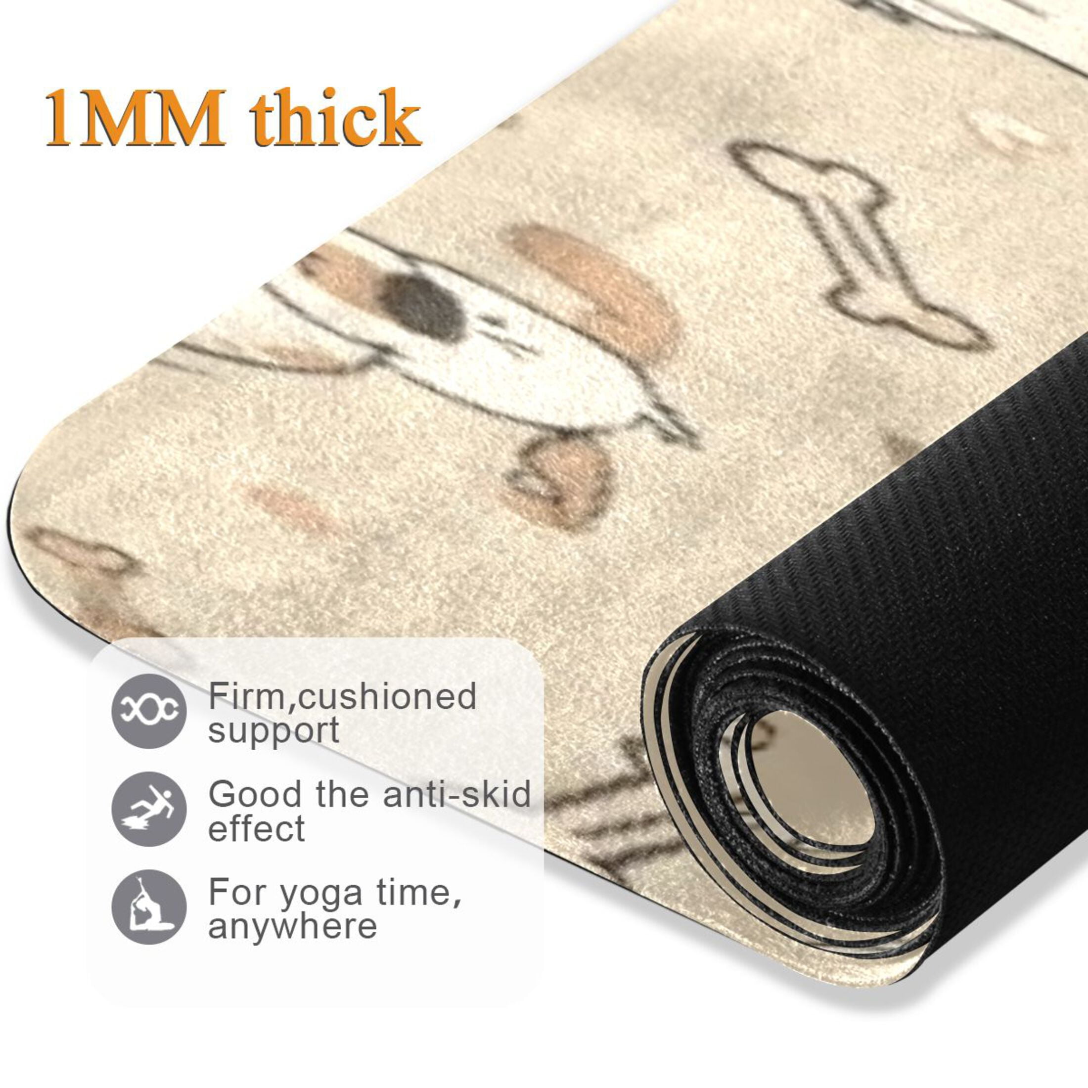 BZSMCE Yoga Mat Women Fitness Mat Light Bulldog-bone Pattern