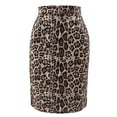 thumbnail image 2 of Defitshape Women's Cheetah Print Skirt Faux Suede Casual High Waist Bodycon Knee Length Leopard Animal Printed Fitted Back Slit Vent Zipper Midi Pencil Skirts Cream 4-6, 2 of 3
