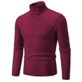 thumbnail image 5 of Men‘s High Neck Sweater Solid Color Pullover Knitted Warm Casual Turtleneck Sweatwear Woolen Mens Winter Outdoor Tops, 5 of 7