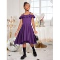 thumbnail image 5 of Arshiner Girls Summer Dress Off Shoulder Flutter Sleeve Midi Swing Cassual Formal Dresses with Pocket, 5 of 6