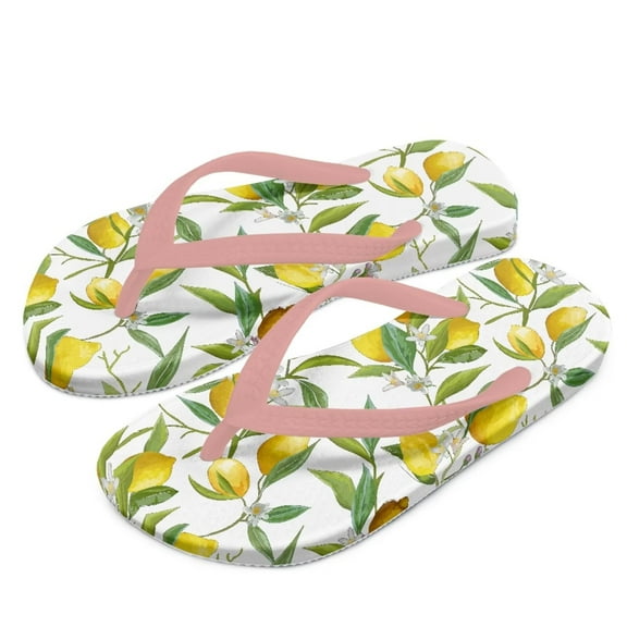 Psesaysky Kids Boys Girls Flip Flops Lemon Print Comfort Quick-Dry Beach Pool Thong Sandals(Little Kid/Big Kid) Size 10