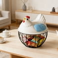 thumbnail image 4 of Czzoypi Wrought Iron Storage Basket, Kitchen Egg Basket Vegetable Fruit Basket, Openwork Chick Design Ventilated Mesh for Snacks Bread Eggs Home Dining Decor, Blue, 4 of 6