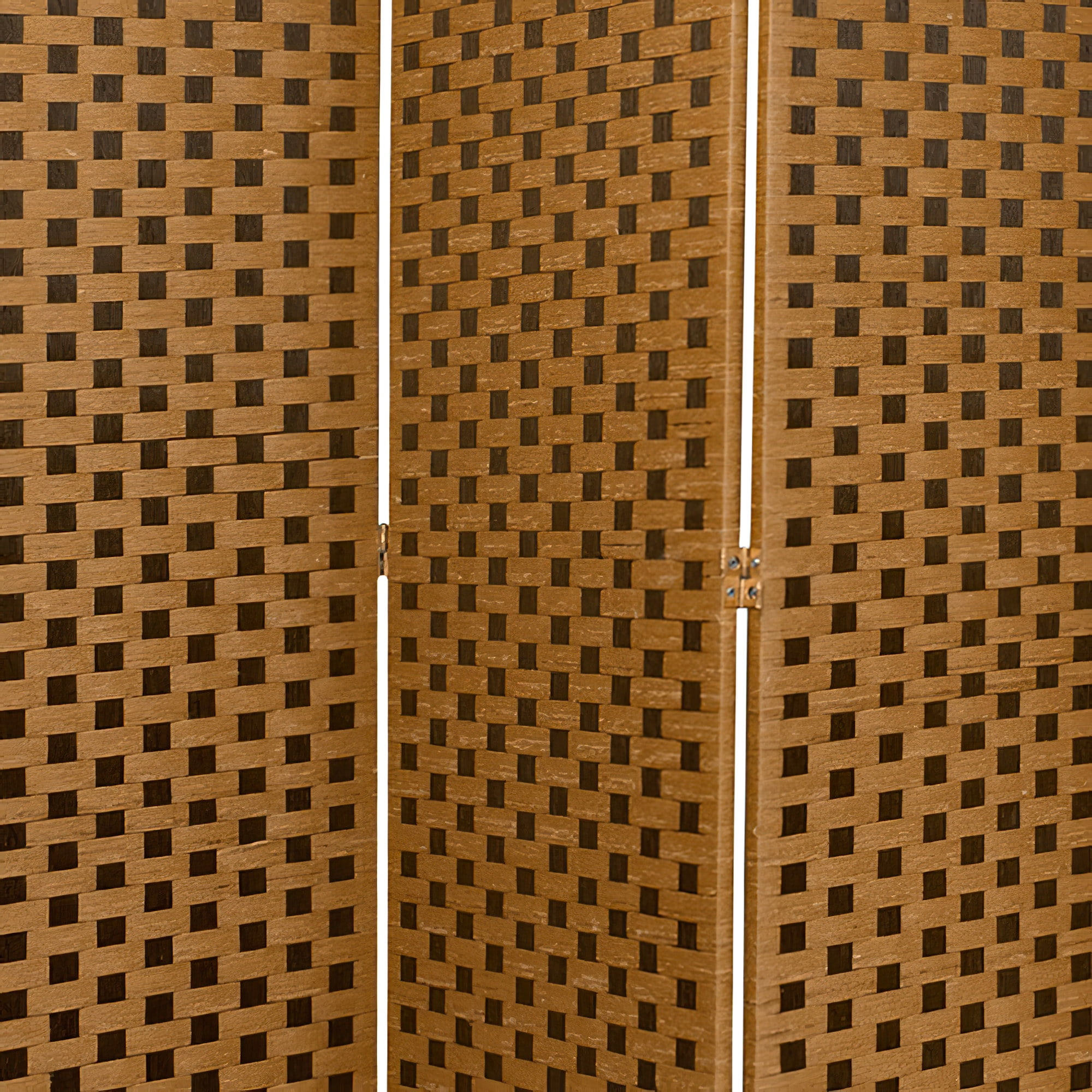 Red Lantern 6 ft. Tall Woven Fiber Folding Screen - Two Tone Brown - 6 Panel