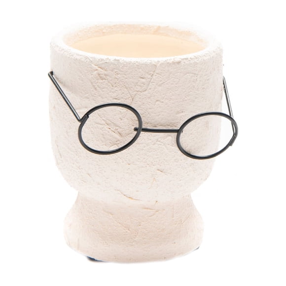 4" Textured Stone Face Planter With Glasses