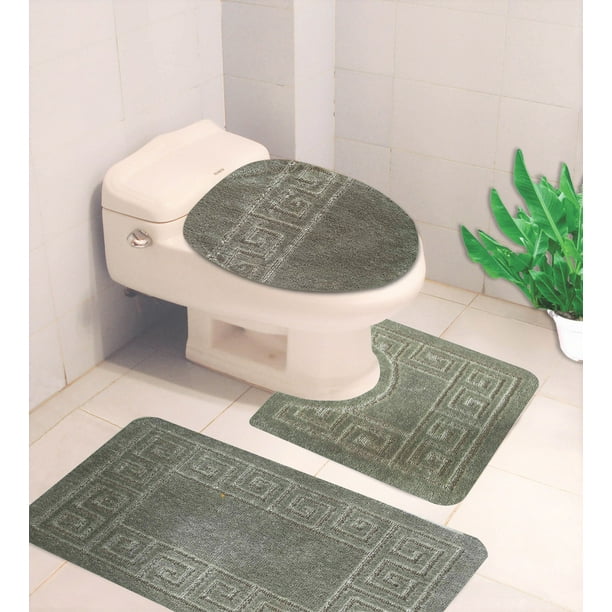 3PC SAGE Bath Rug Set Pattern Bathroom NonSlip Rug (20"x32")/large