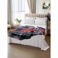 thumbnail image 2 of Fire Trucks Queen Size Flat Sheet, Wrinkleproof & Fadeproof Cooling Flat Bed Sheet Only, Modern Cartoons Vehicles Breathable Soft Bedding Top Sheets 90 x 102 Inches, 2 of 8