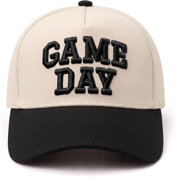 Game Day Hat Adjustable Two-Tone Baseball Cap, Vintage Baseball Cap for Men Women, Retro Football Season Hat with 3D Puff Embroidery