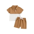 thumbnail image 2 of Aojekbee 2Pcs Baby Boy Summer Outfits Short Sleeve Lapel Collar T-Shirt + Shorts Set Infant Clothes, 2 of 10