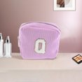 thumbnail image 5 of Unique Bargains 1 Pc Letter Q Pattern Makeup Bag for Travel Pink Purple Corduroy, 5 of 6